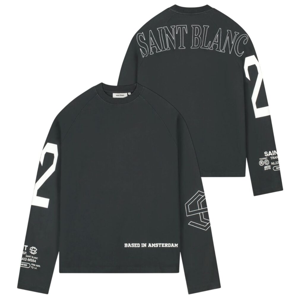 Saint Blanc Multi Logo Raglan Longsleeve T-shirt Zwart