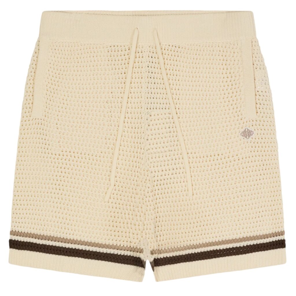The Couture Club Crochet Knitted Stripe Korte Broek Off White