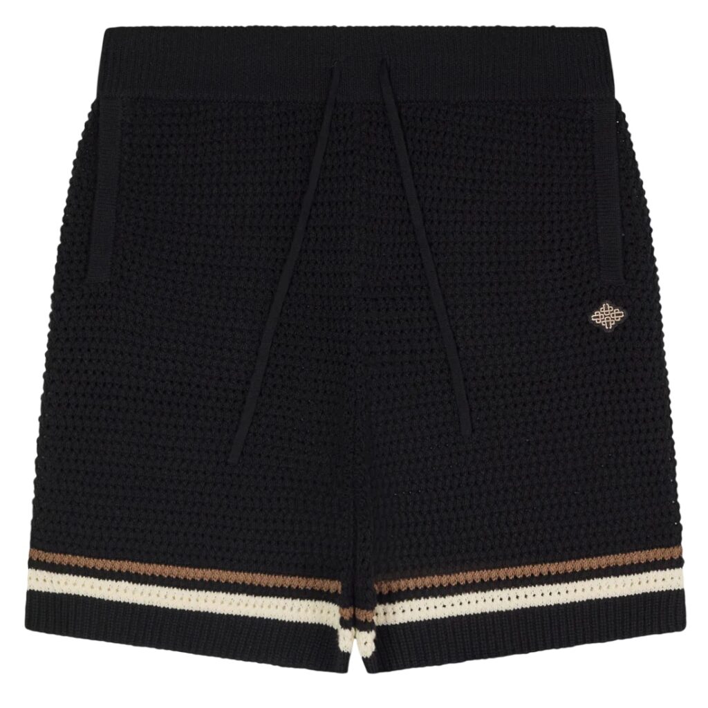 The Couture Club Crochet Knitted Stripe Korte Broek Zwart
