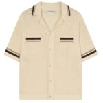The Couture Club Crochet Knitted Stripe Overhemd Off White