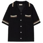 The Couture Club Crochet Knitted Stripe Overhemd Zwart