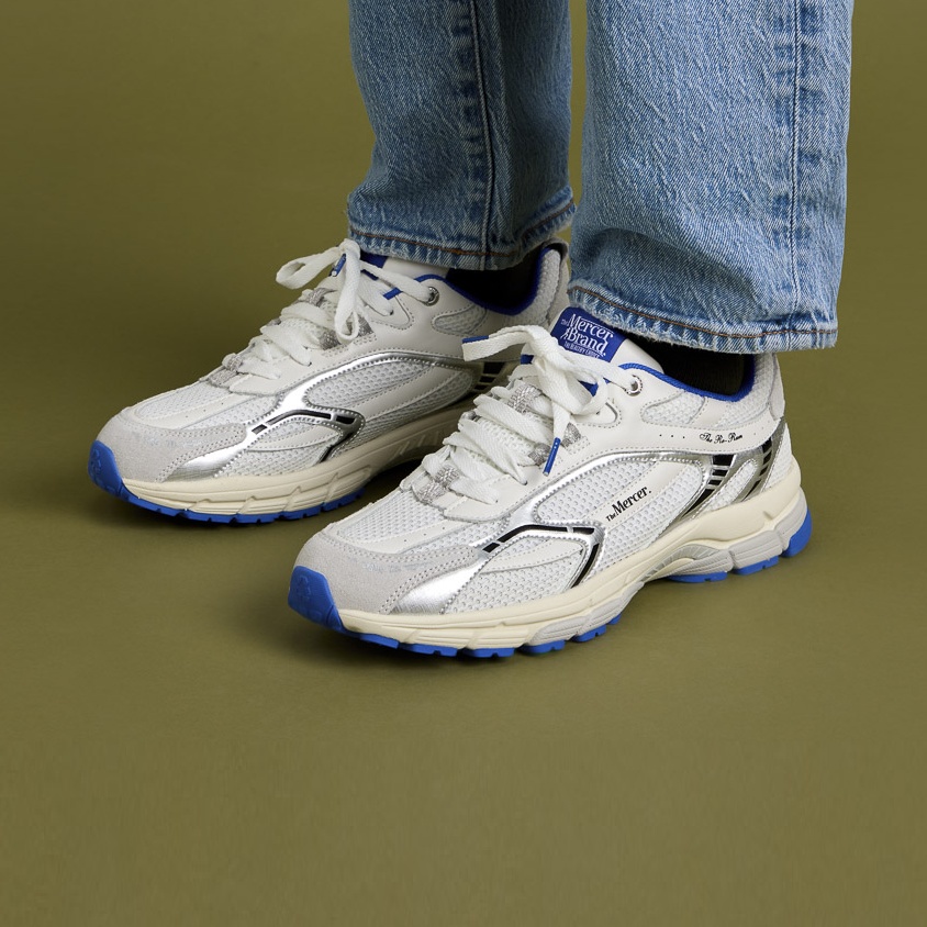 The Mercer Brand The Re-Run White Silver Sneaker Wit/Blauw