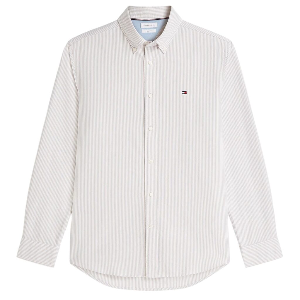 Tommy Hilfiger Heritage Oxford Stripe Overhemd Beige/Wit