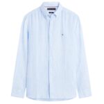 Tommy Hilfiger Linen Bengal Stripe Overhemd Licht Blauw