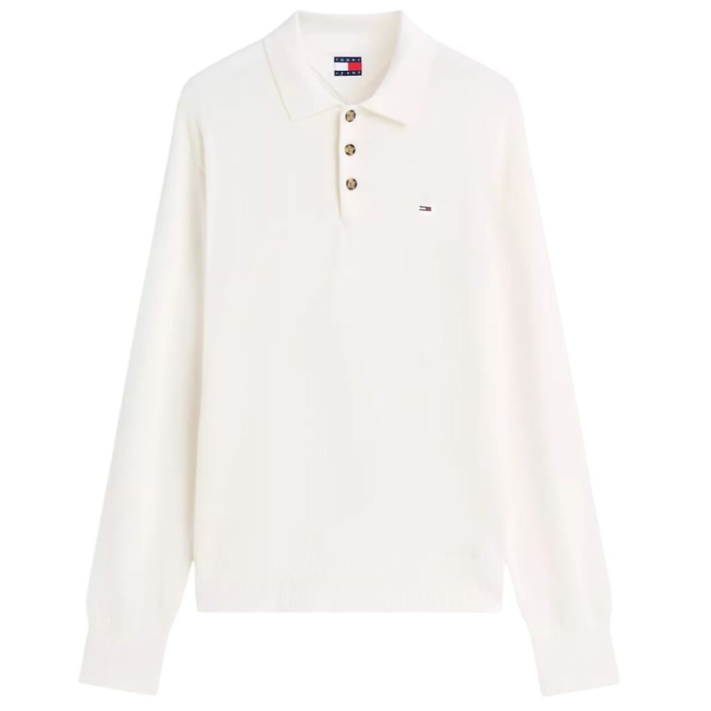 Tommy Jeans Slim Essential Polo Sweater Off White