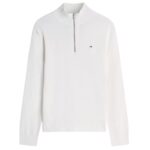 Tommy Jeans Slim Essential Quarter Zip Sweater Off White
