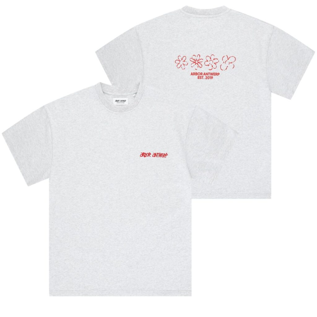 Arbor Antwerp Flower Quartet T-shirt Grijs