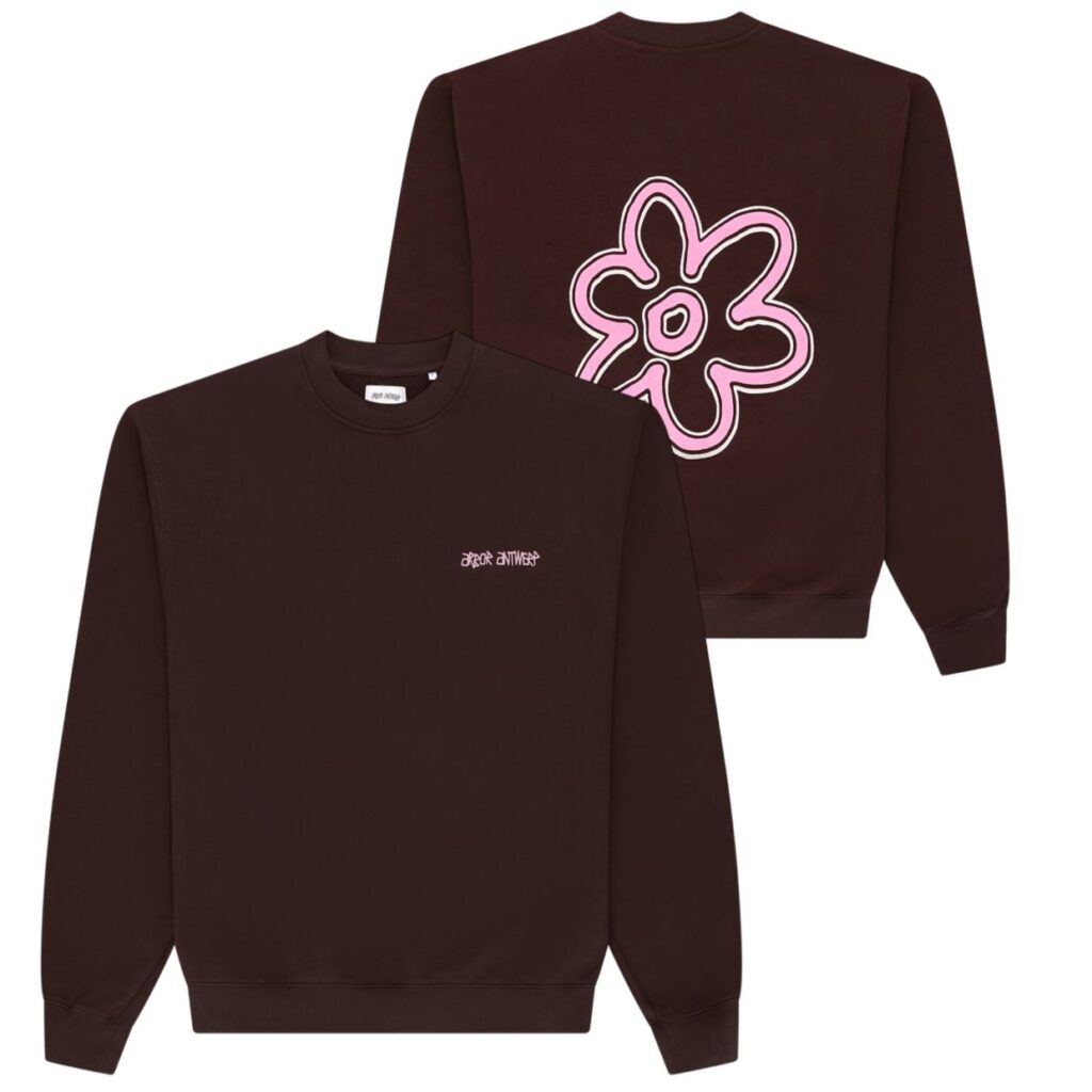 Arbor Antwerp Line Flower Sweater Bruin