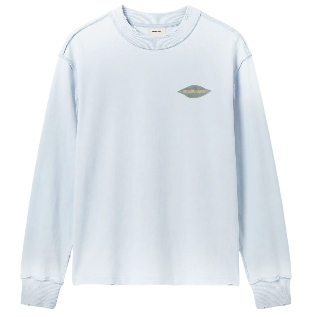 Bram’s Fruit Distressed Leaf Longsleeve T-shirt Licht Blauw