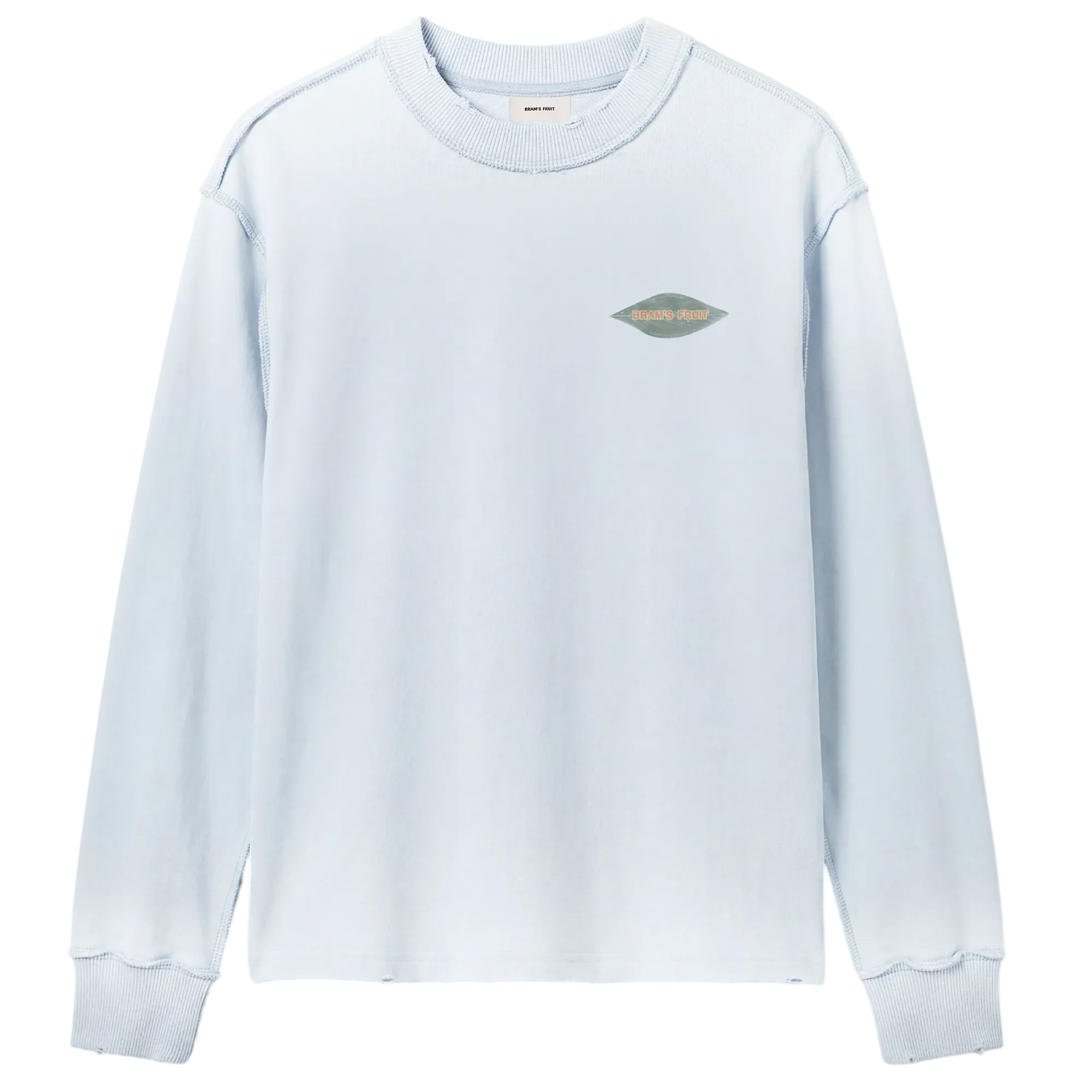 Bram’s Fruit Distressed Leaf Longsleeve T-shirt Licht Blauw