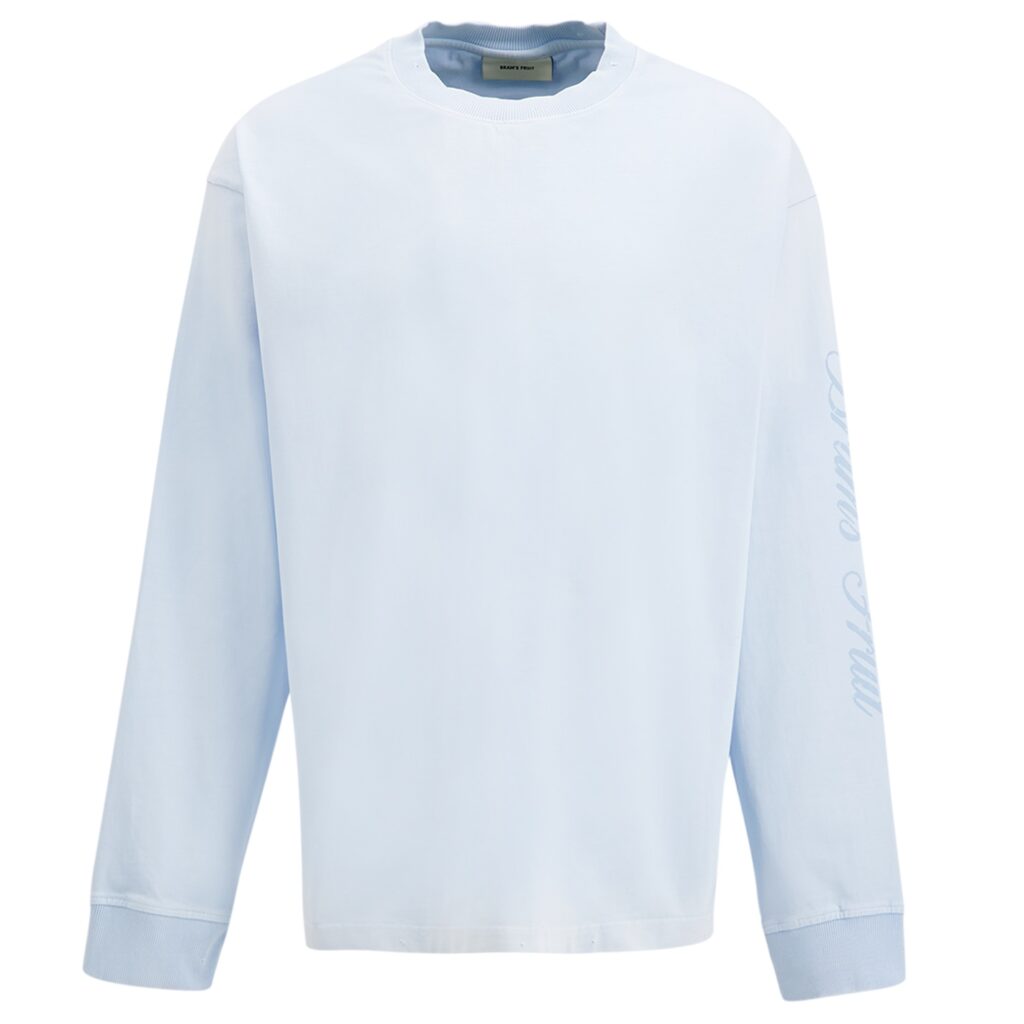Bram’s Fruit Distressed Script Logo Longsleeve T-shirt Licht Blauw