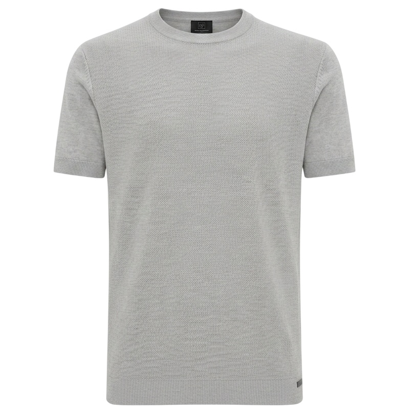 Genti Round Knitted Structured T-shirt Grijs