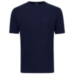 Genti Round Knitted Structured T-shirt Navy