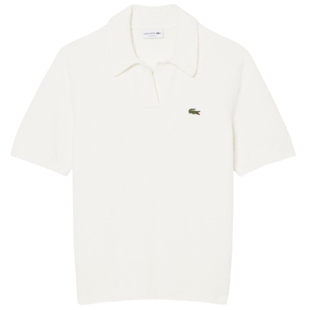 Lacoste Bouclé Knit Polo Off White