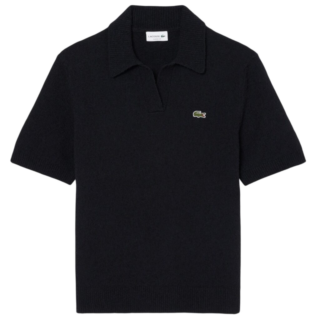 Lacoste Bouclé Knit Polo Zwart