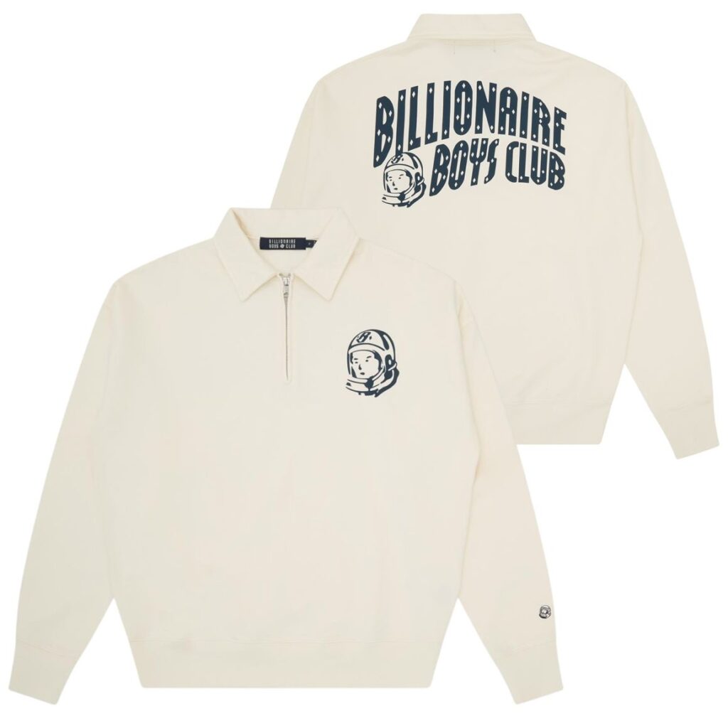 Billionaire Boys Club Arch Logo Washed Quarter Zip Sweater Off White