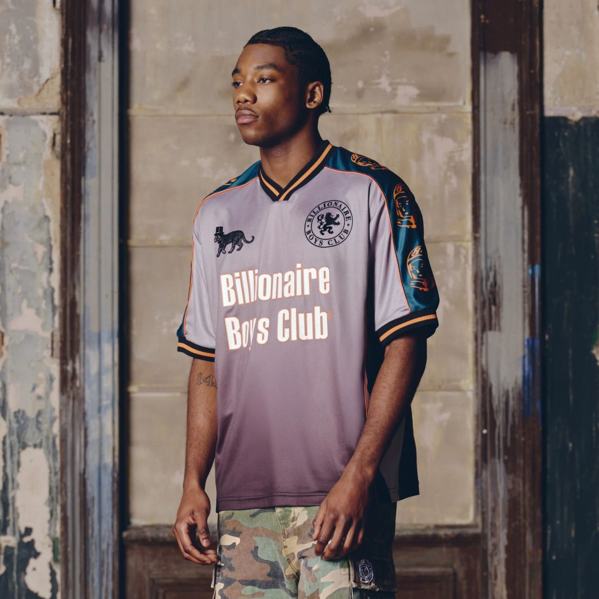 Billionaire Boys Club Panelled Football Shirt Grijs