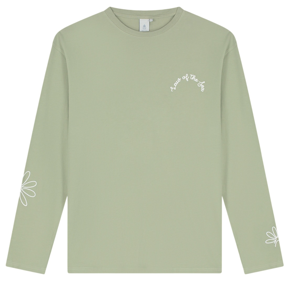 Law of the Sea Daisy Garment Dyed Longsleeve T-shirt Licht Groen