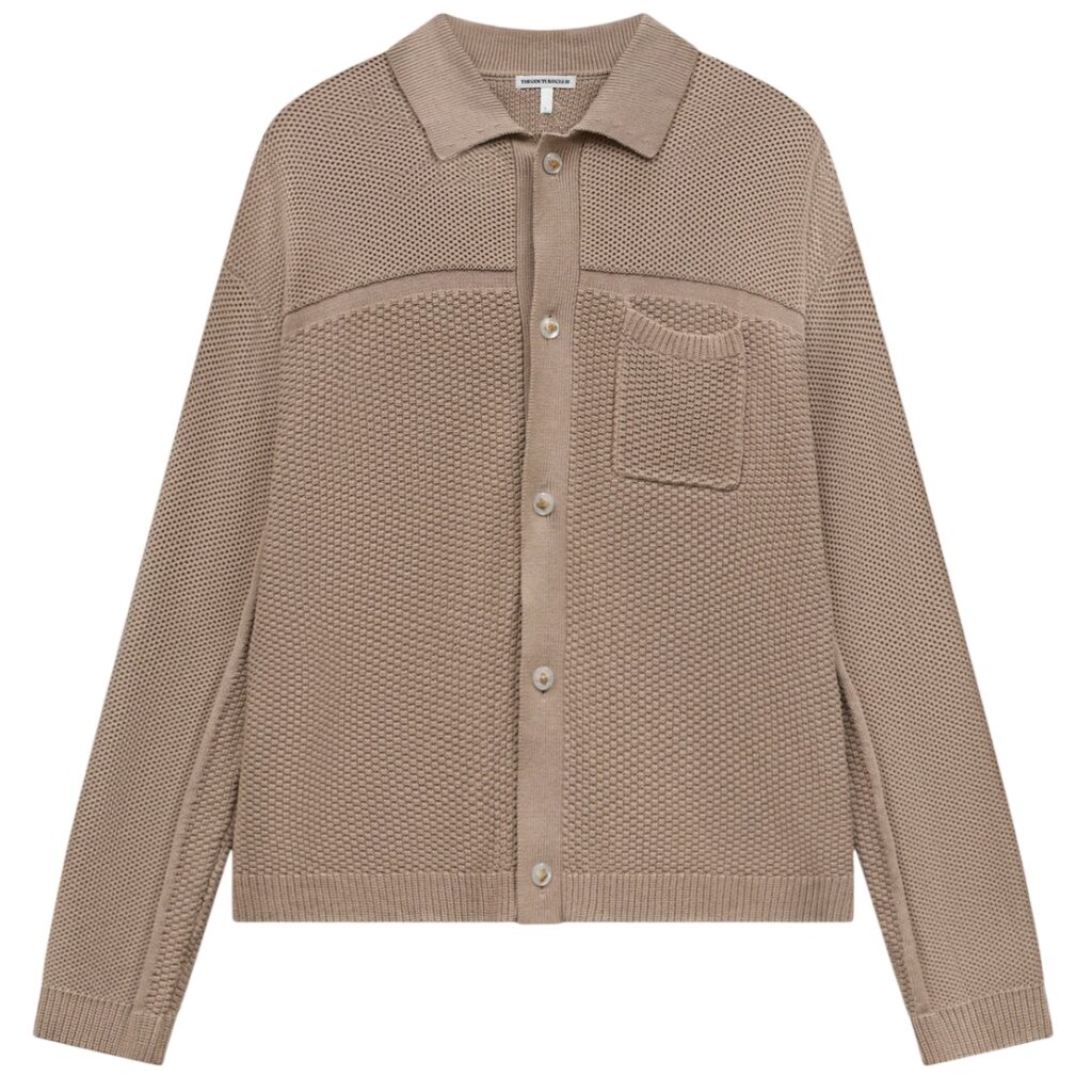 The Couture Club Contrast Knit Crochet Overhemd Bruin