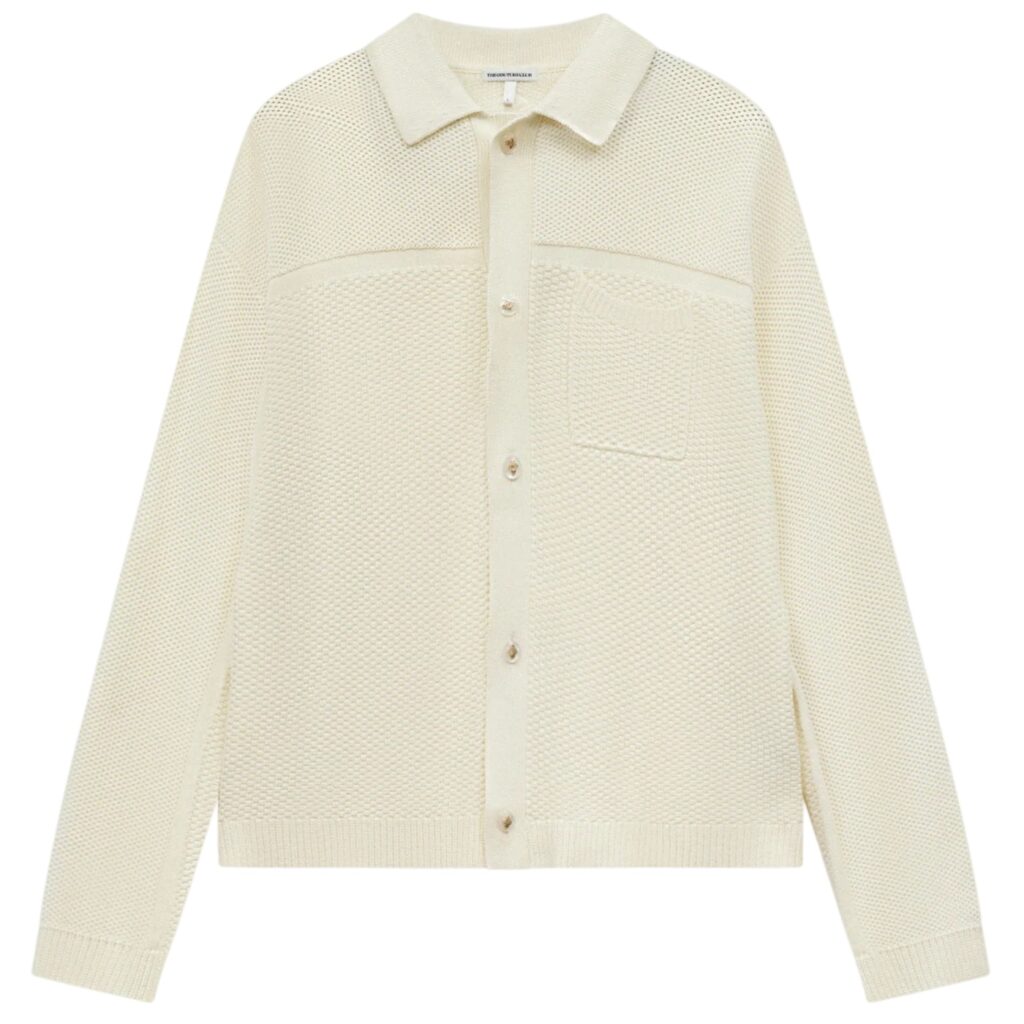 The Couture Club Contrast Knit Crochet Overhemd Off White