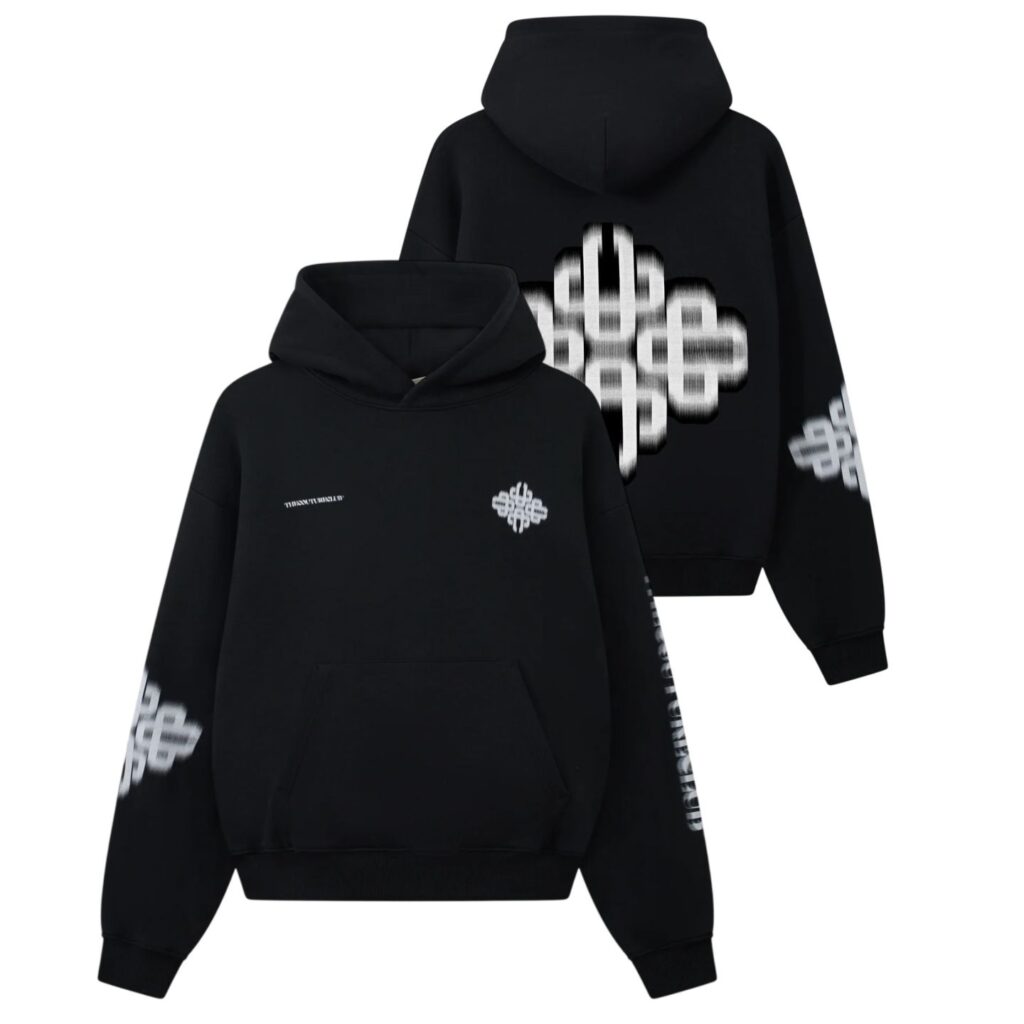 The Couture Club Motion Blurred Emblem Hoodie Zwart