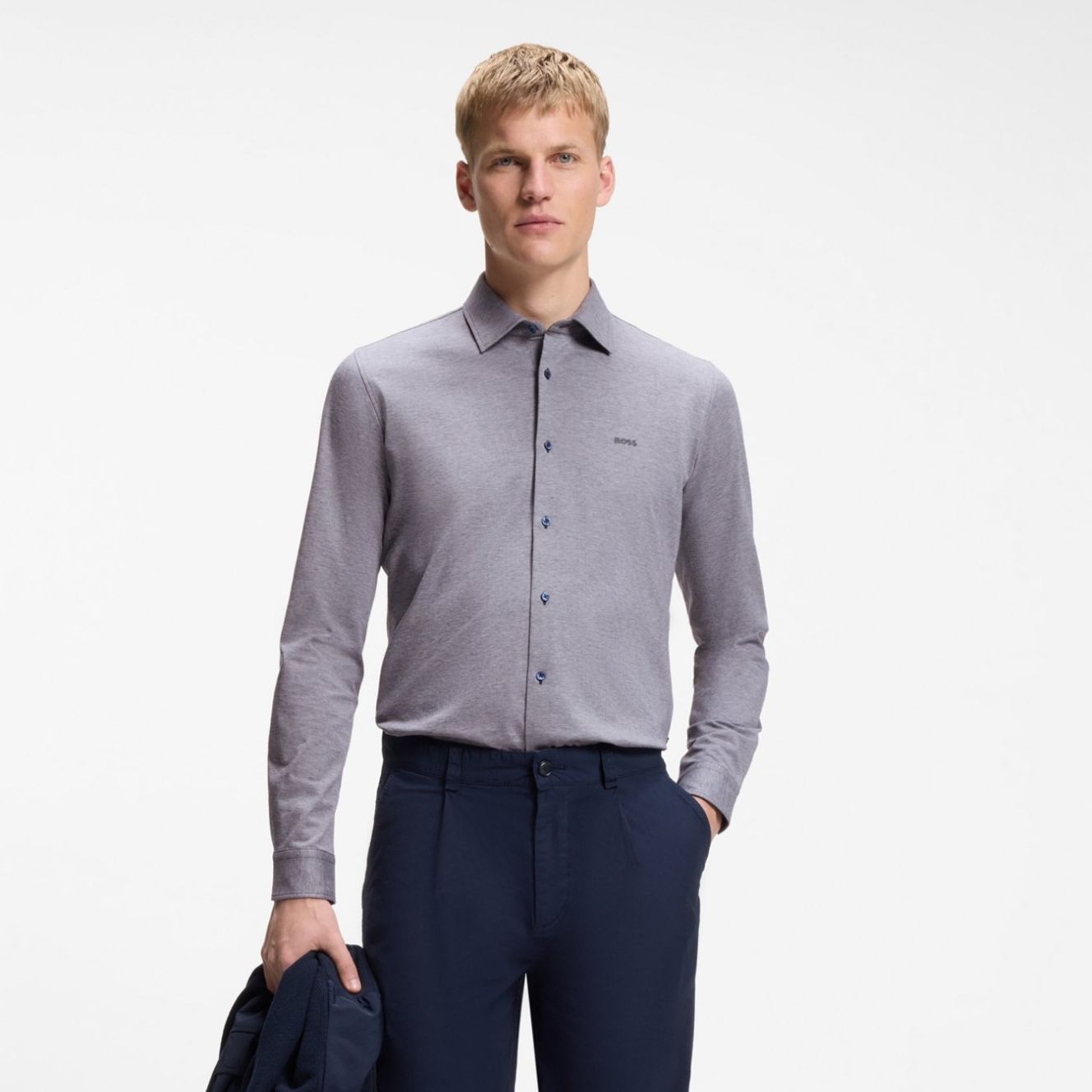 Boss Mysoft Overhemd Donker Blauw